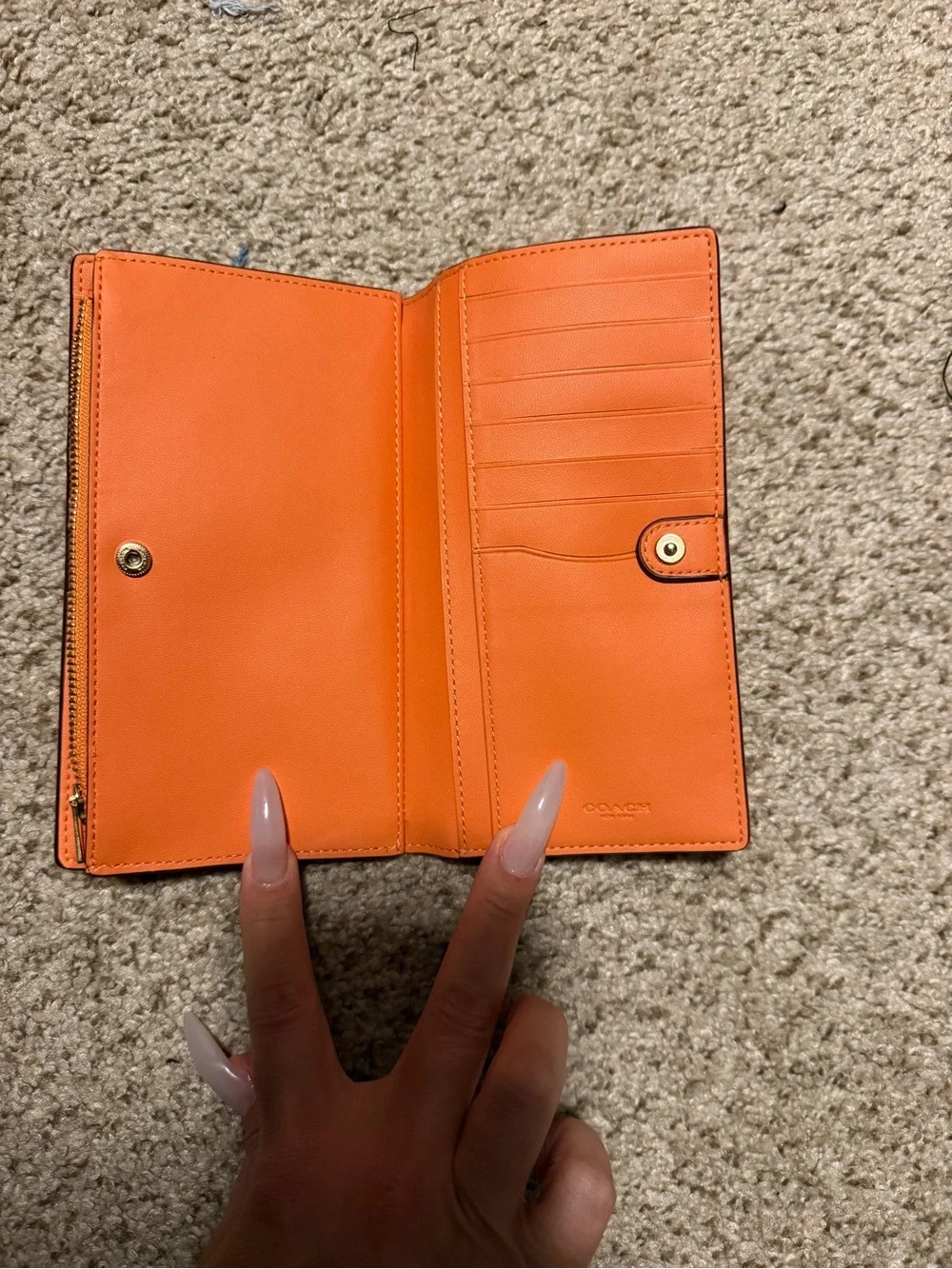Coach Pebbled Leather Continental Wallet - Peach